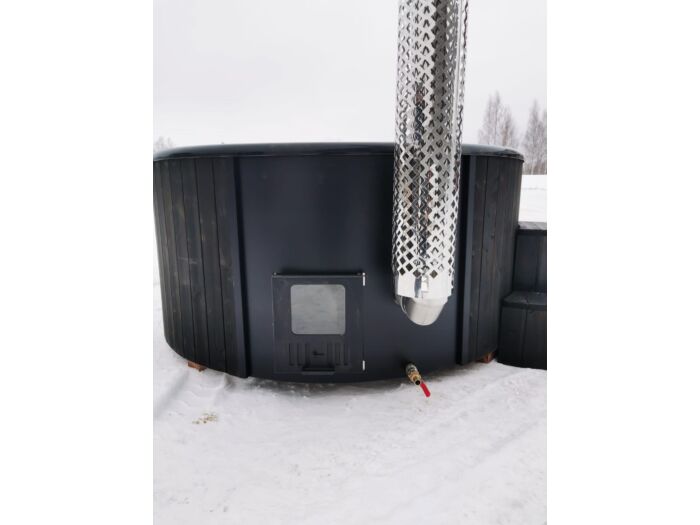 Luxe Hottub 220cm - Black Edition - interne kachel - Fiberglas