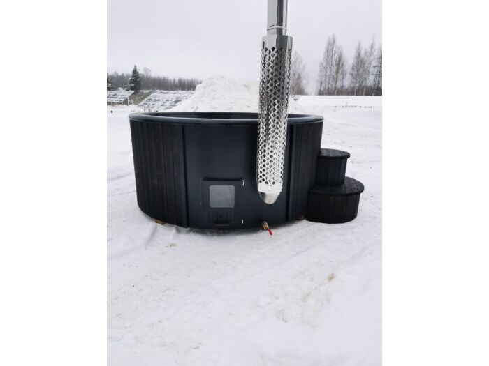 Luxe Hottub 220cm - Black Edition - interne kachel - Fiberglas