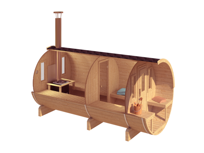 Barrelsauna 200 x 400 cm Thermowood