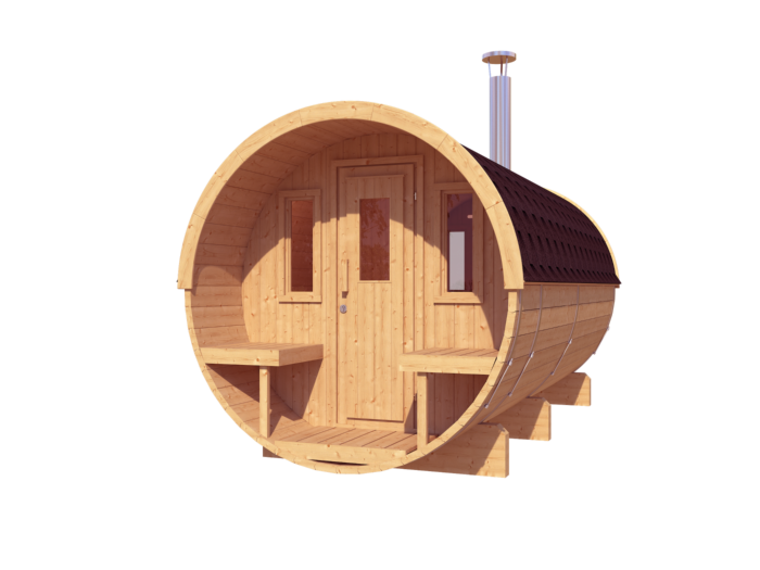 Barrelsauna 200 x 400 cm Thermowood