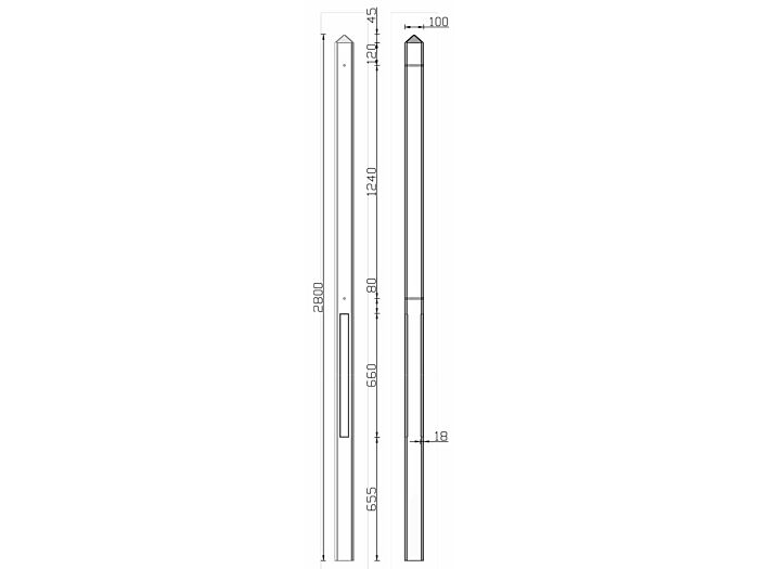 Betonpaal Geul antraciet diamantkop 10 x 10 x 280 cm
