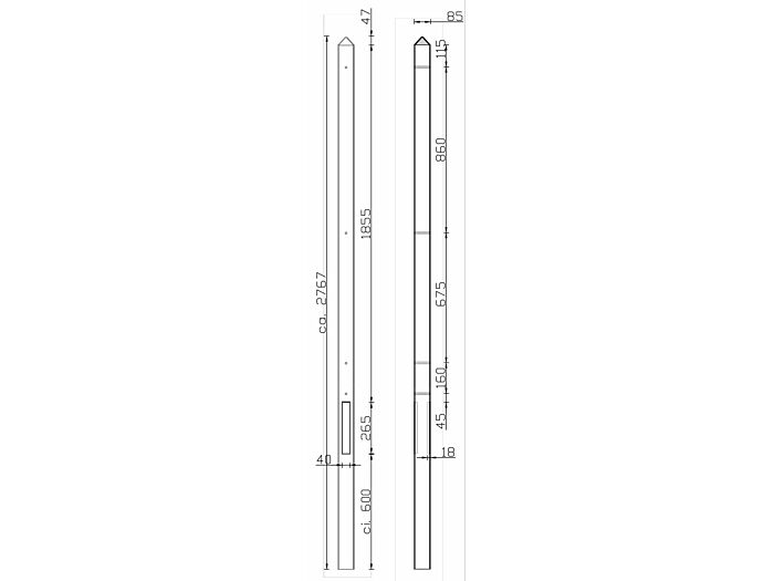 Betonpaal Schelde wit / grijs Eindpaal 8.5 x 8.5 x 277 cm