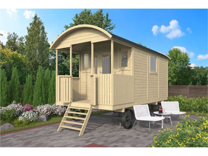 Pipowagen / Zigeunerwagen Paddy met veranda 240 x 480 cm