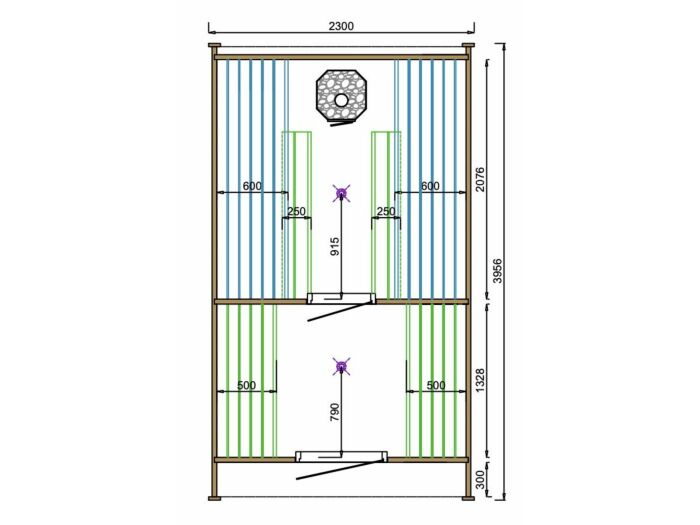Pod Sauna Tolva 230 x 396 cm Vurenhout