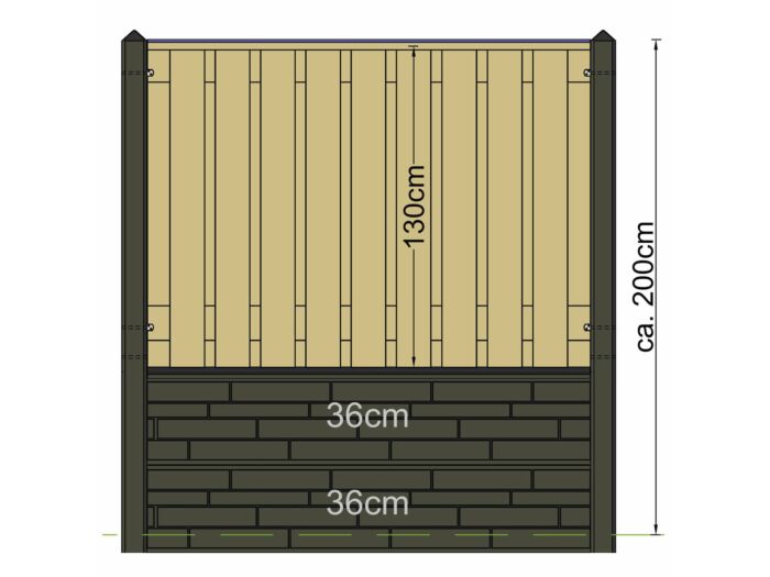 Hoekpaal wit / grijs diamantkop 10x10x280cm Schie