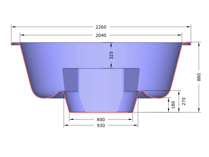 Luxe Hottub 220cm - Black Edition - interne kachel - Fiberglas
