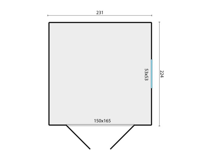 Tuinhuisje Hugo 231x224cm plattegrond