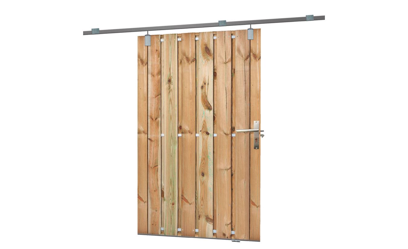 Tuinpoort / Tuindeur met schuifdeursysteem 130x195 cm geïmpregneerd