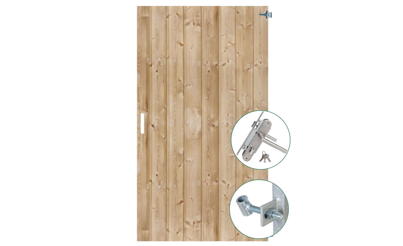 Dichte schuttingdeur Schoorl rabatdelen geimpregneerd 100x200cm en RVS slot