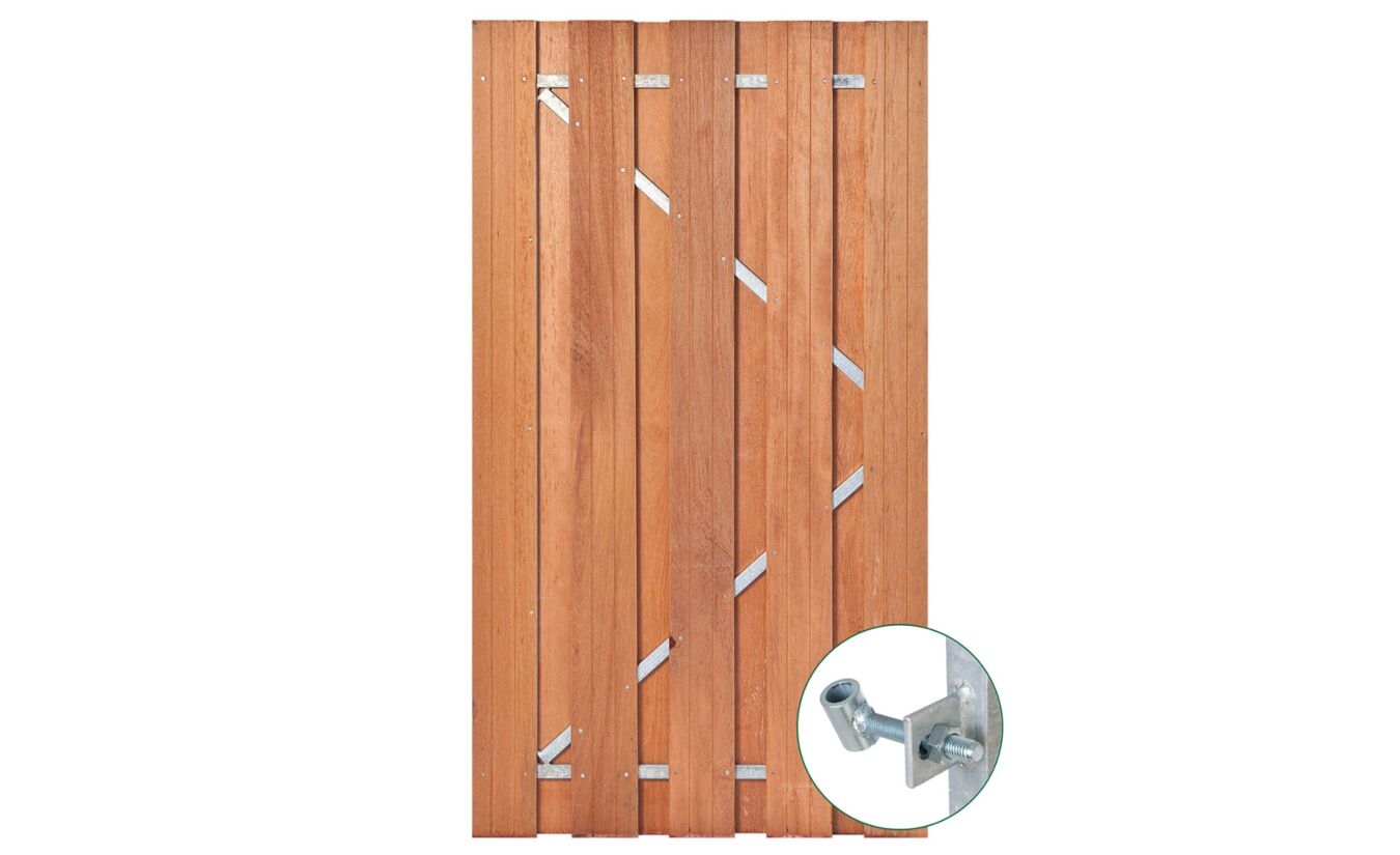 Tuindeur hardhout in stalen frame 100x180cm