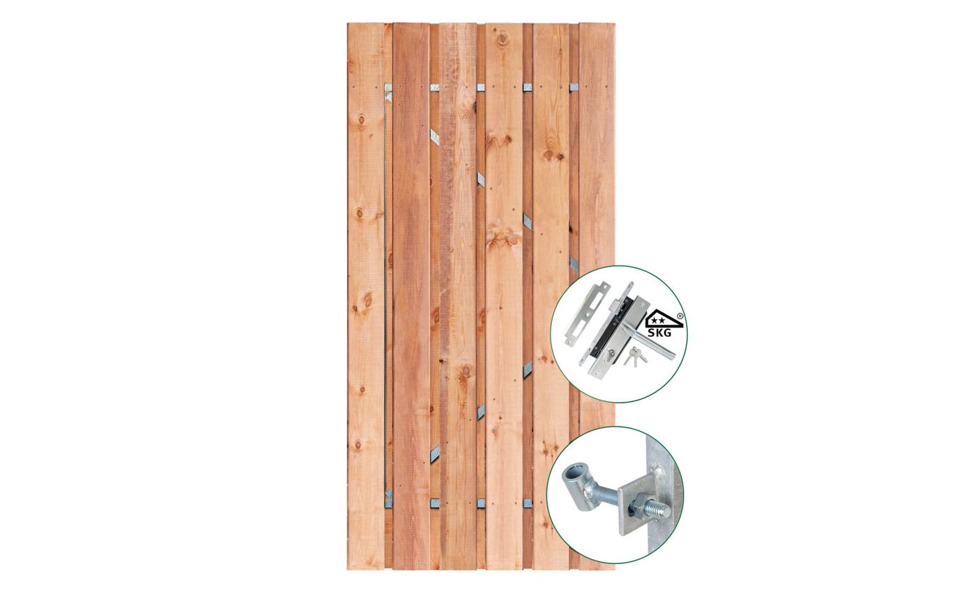 Schuttingdeur Red Class Wood met stalen frame 120x195cm en cilinderslot