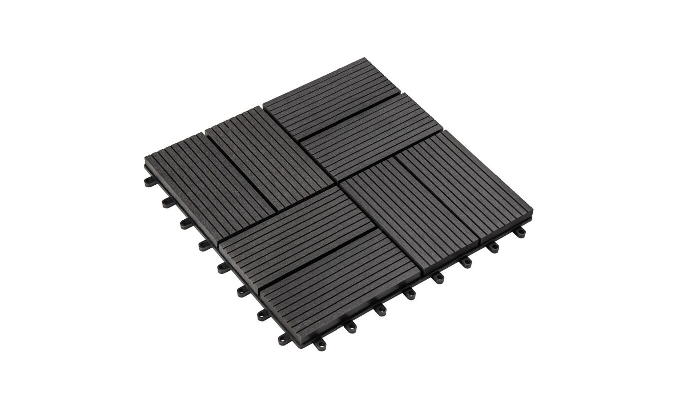 Tuintegel WPC composiet 30x30cm antraciet met kunststof kliksysteem