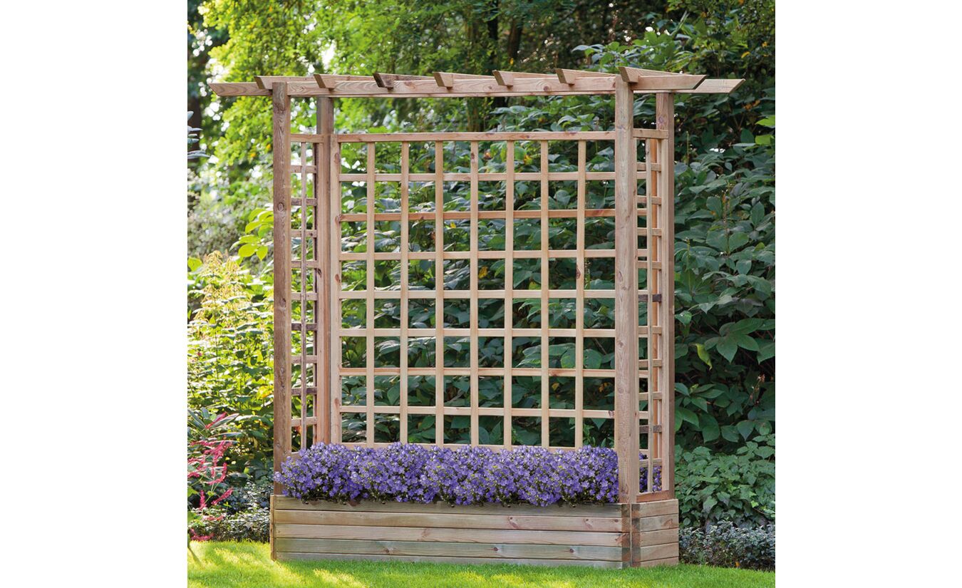 Pergola met bloembak geimpregneerd grenen hout 193x54x245cm