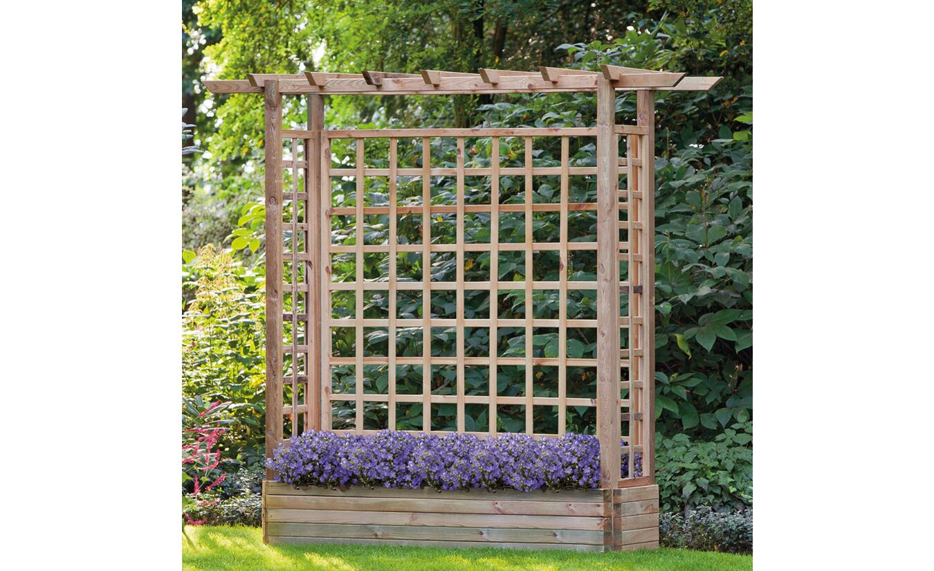 plan Vel lobby Pergola met bloembak geimpregneerd grenen hout 193x54x245cm