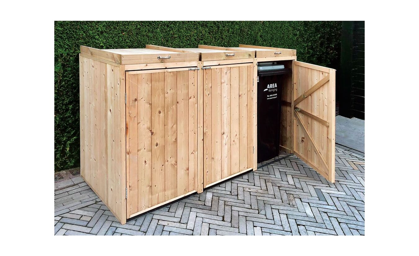 Kliko ombouw containerberging triple vuren hout 215x80x120cm