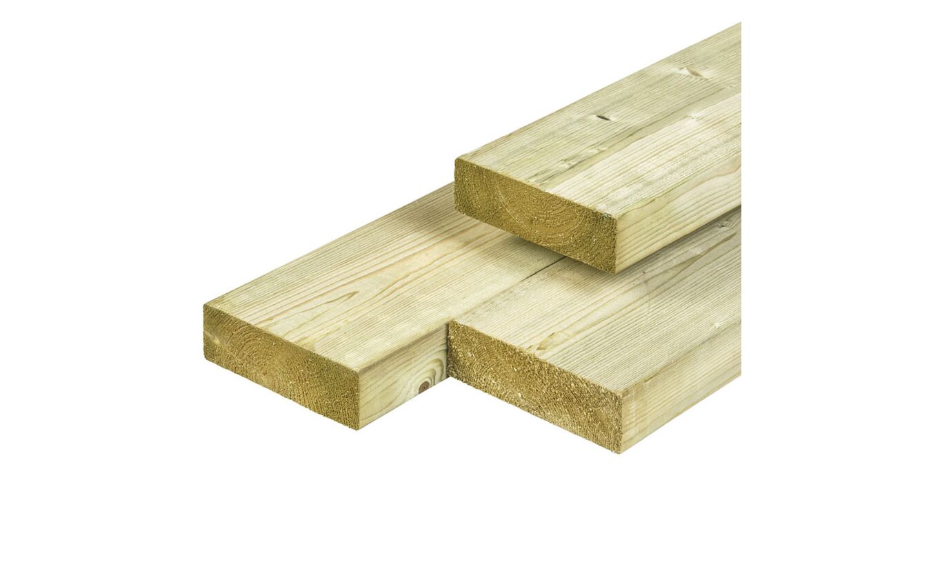 Balk Noord-Zweeds vuren timmerhout geimpregneerd 4.4x14.5x420cm
