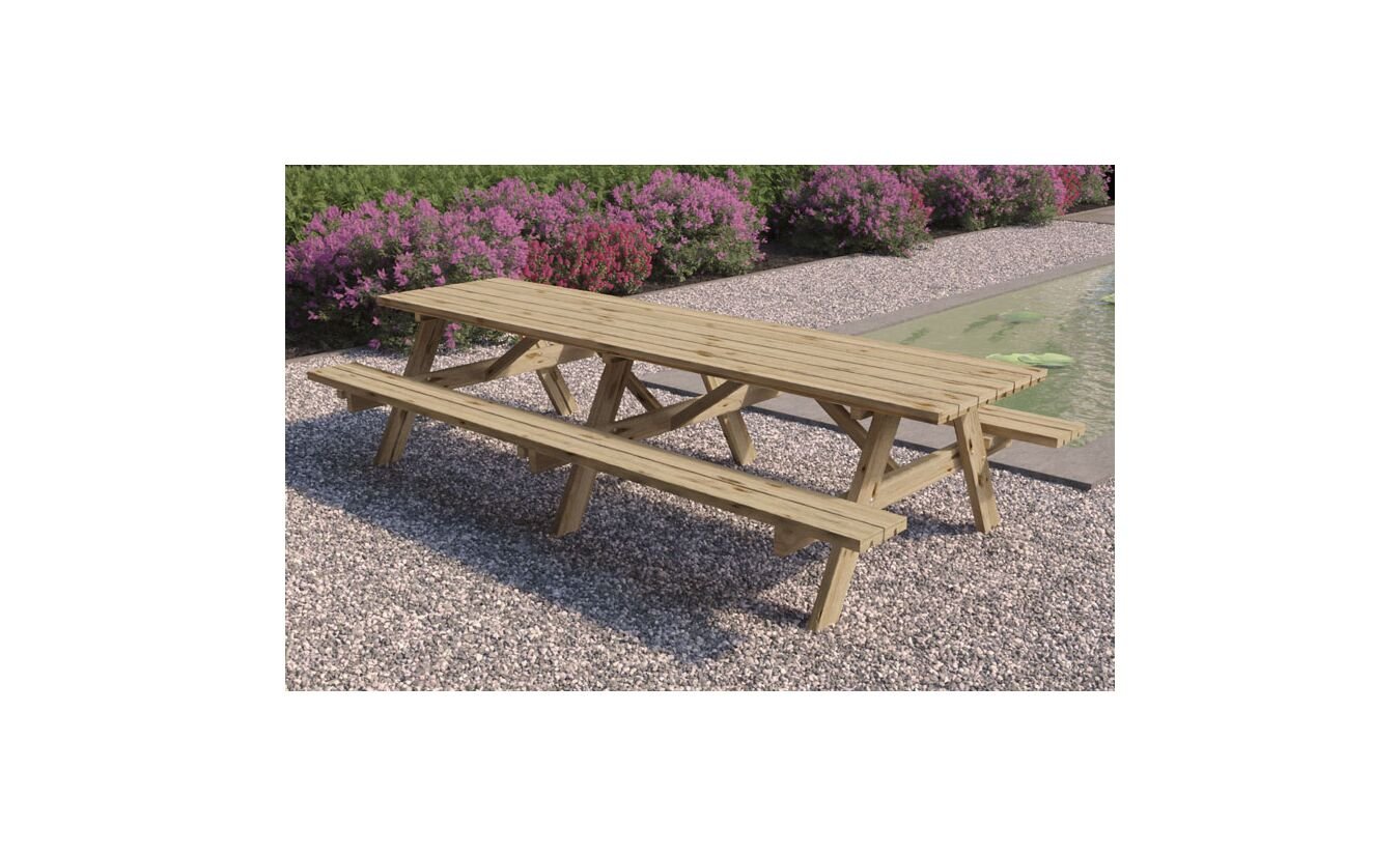 Picknicktafel geïmpregneerd hout 300x155x74cm Extra solide uitvoering