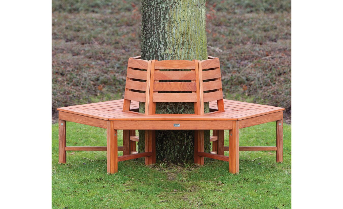Boombank mahonie hardhout met rugleuning 57-185cm