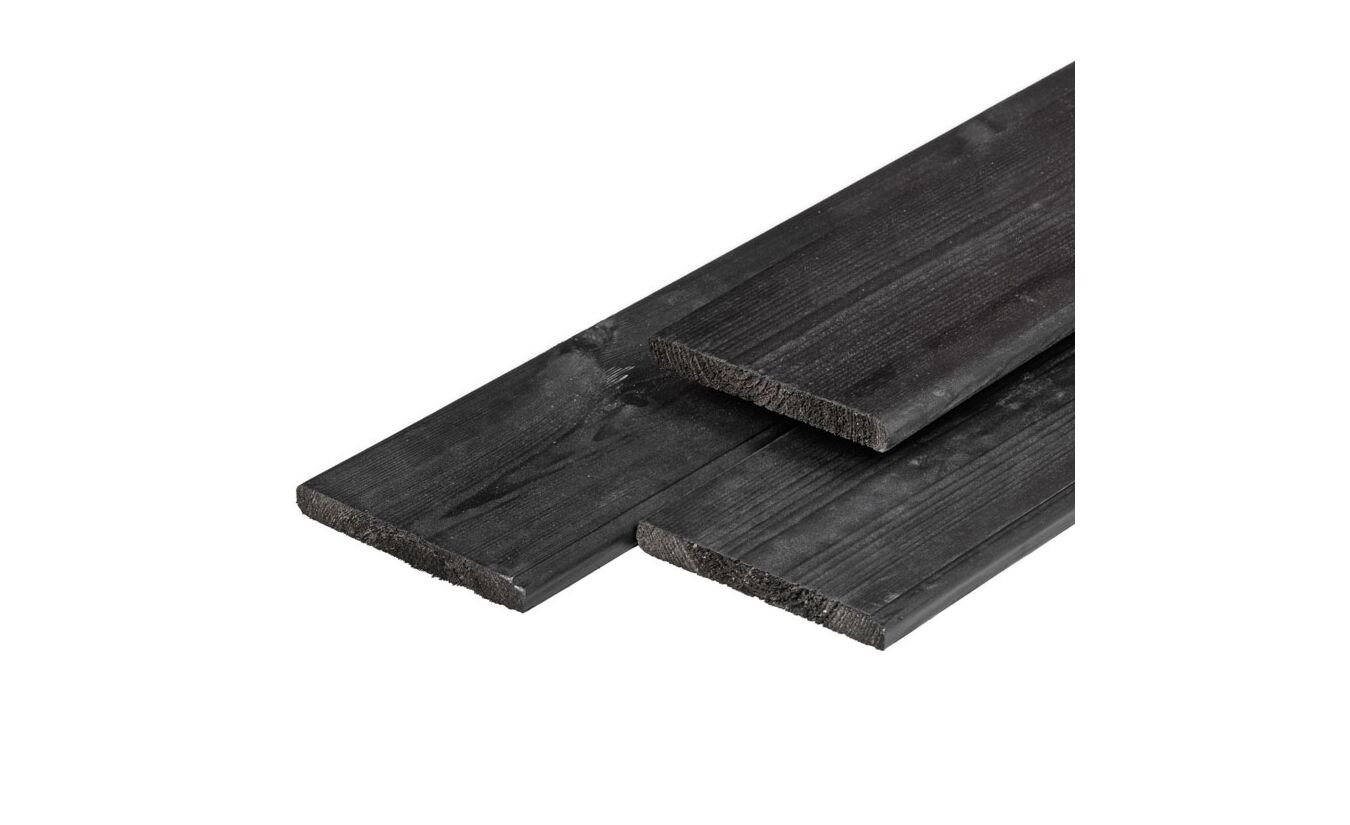 Tuinplank schutting zwart gespoten grenen 1.6x14cm