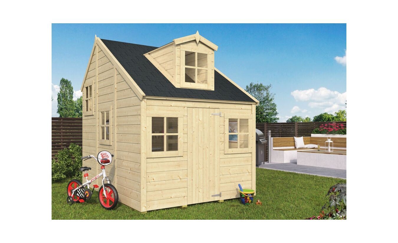 Houten speelhuisje Alice met verdiepingsvloer B239xD179cm