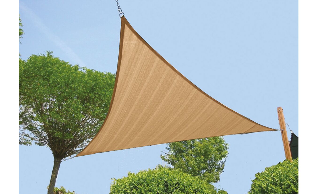 Schaduwzeil driehoek 420x420cm zandbeige