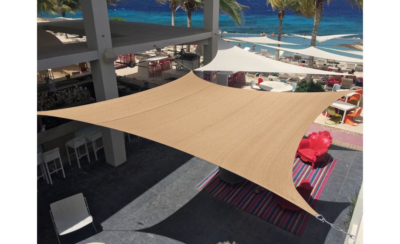 Schaduwzeil vierkant 420x420cm zandbeige