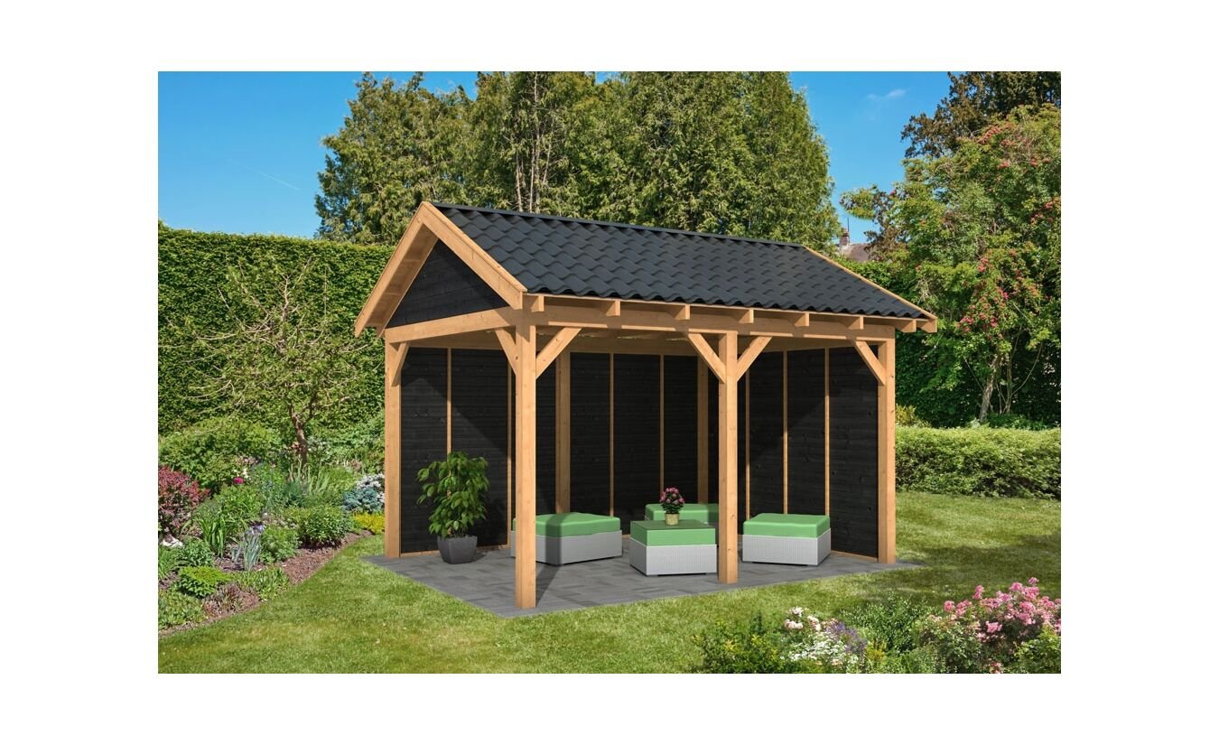 Overkapping zadeldak Hamar L 478x395 cm type 2 met zwarte wanden