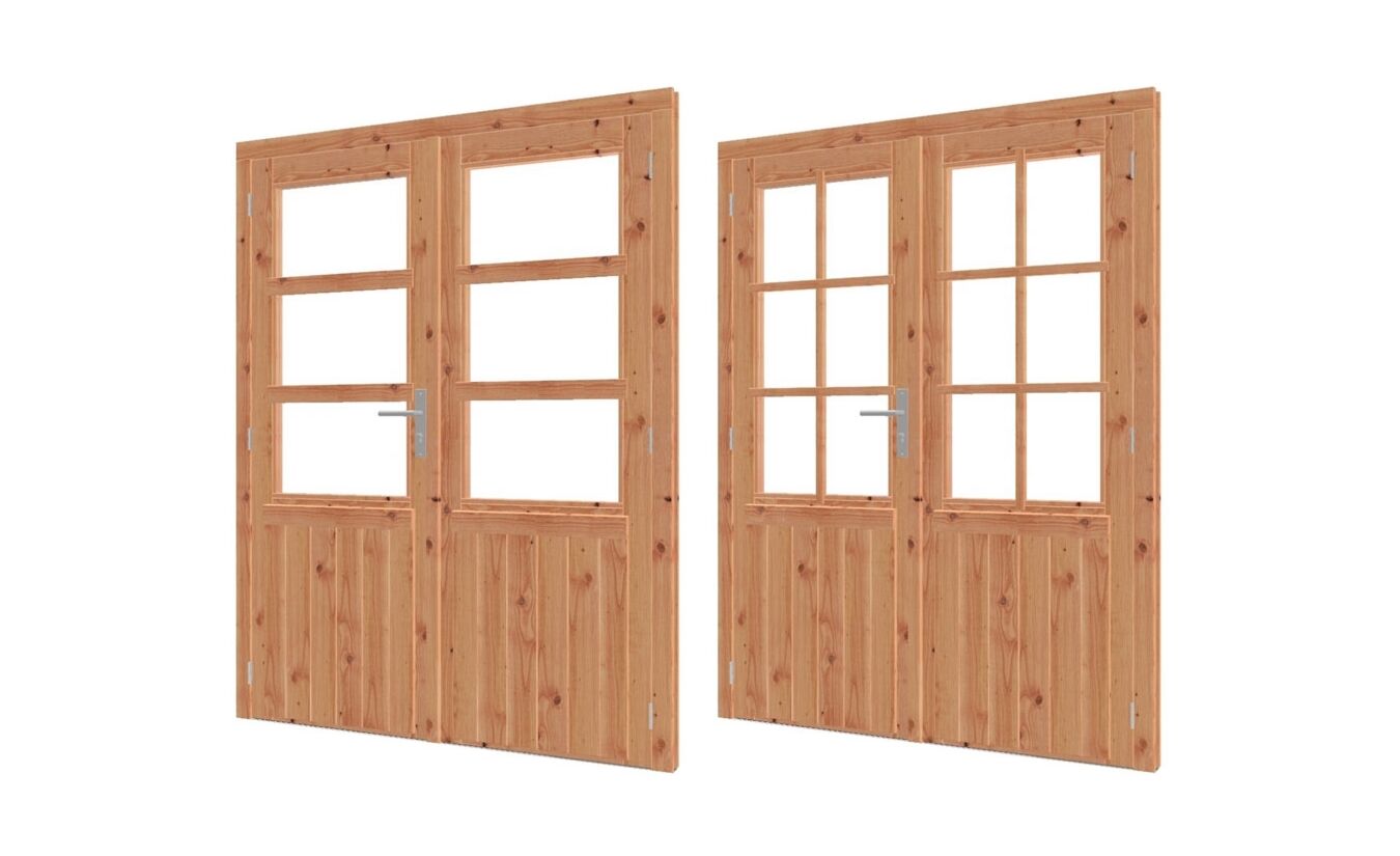 Dubbele deur lariks douglas met glas B159.6xH200cm
