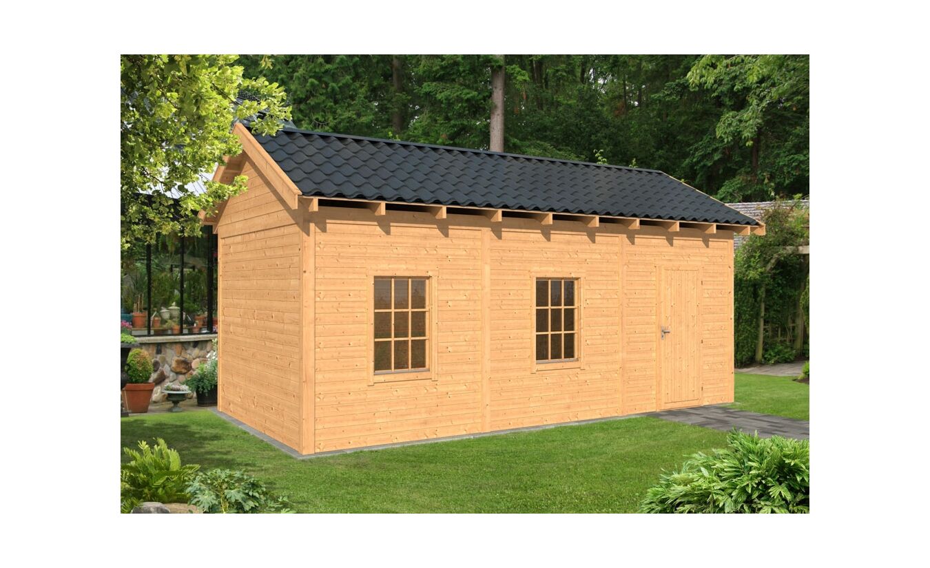 Overkapping zadeldak Hamar L 690x395 cm type 8 met onbehandelde wanden