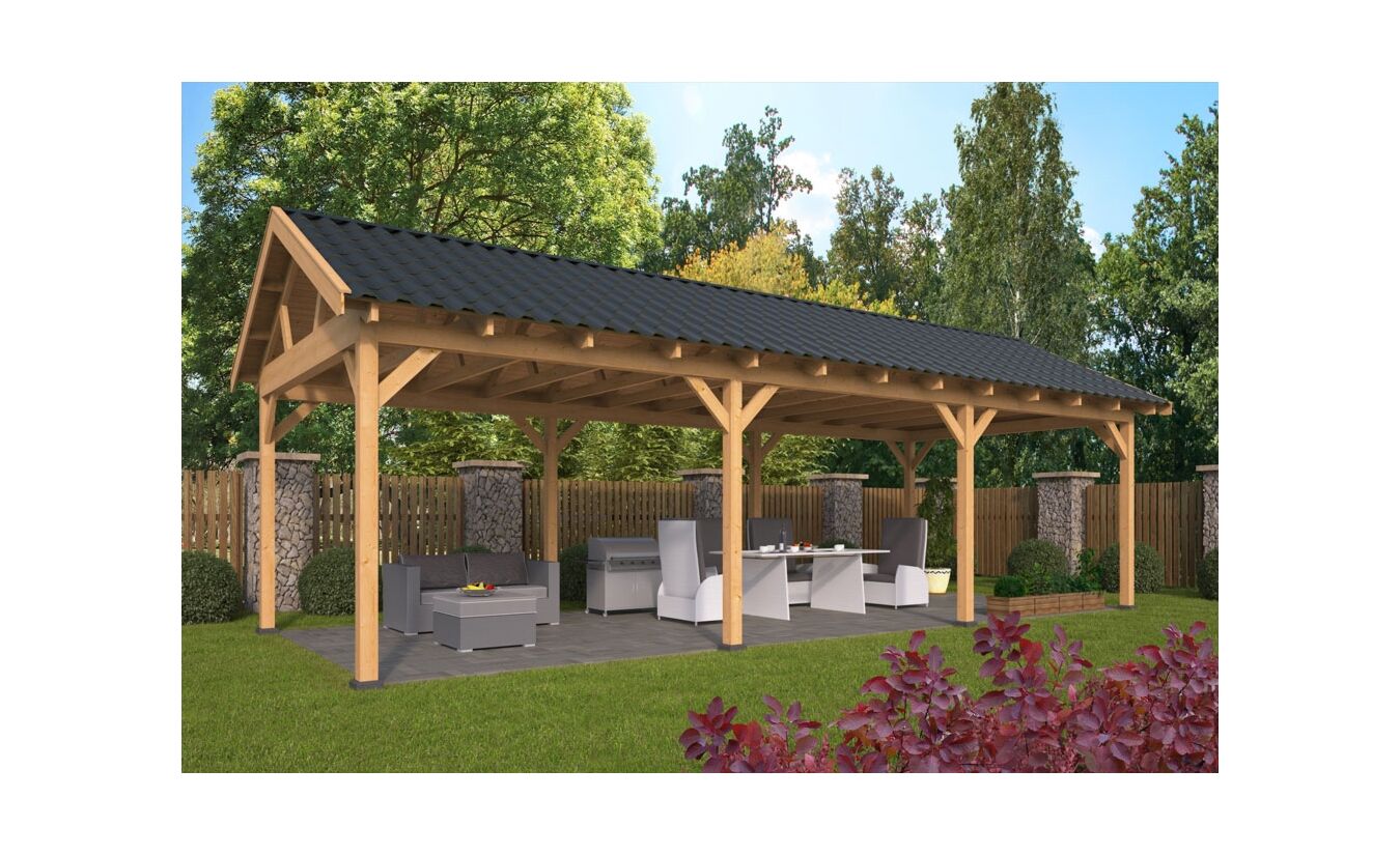 Overkapping zadeldak Hamar XL 990x445cm type 5 onbehandeld