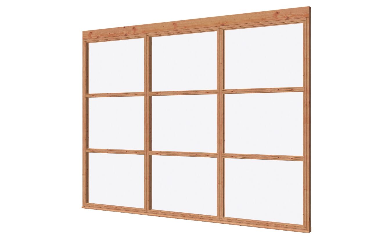 Vaste glaswand De Luxe 3 delig 298x230cm