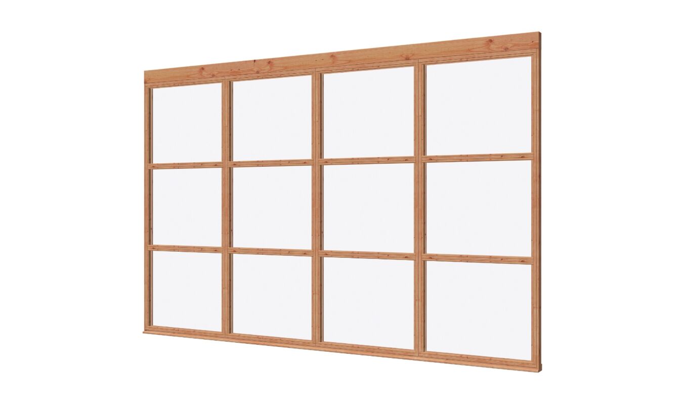 Vaste glaswand De Luxe 4 delig 348x230cm 