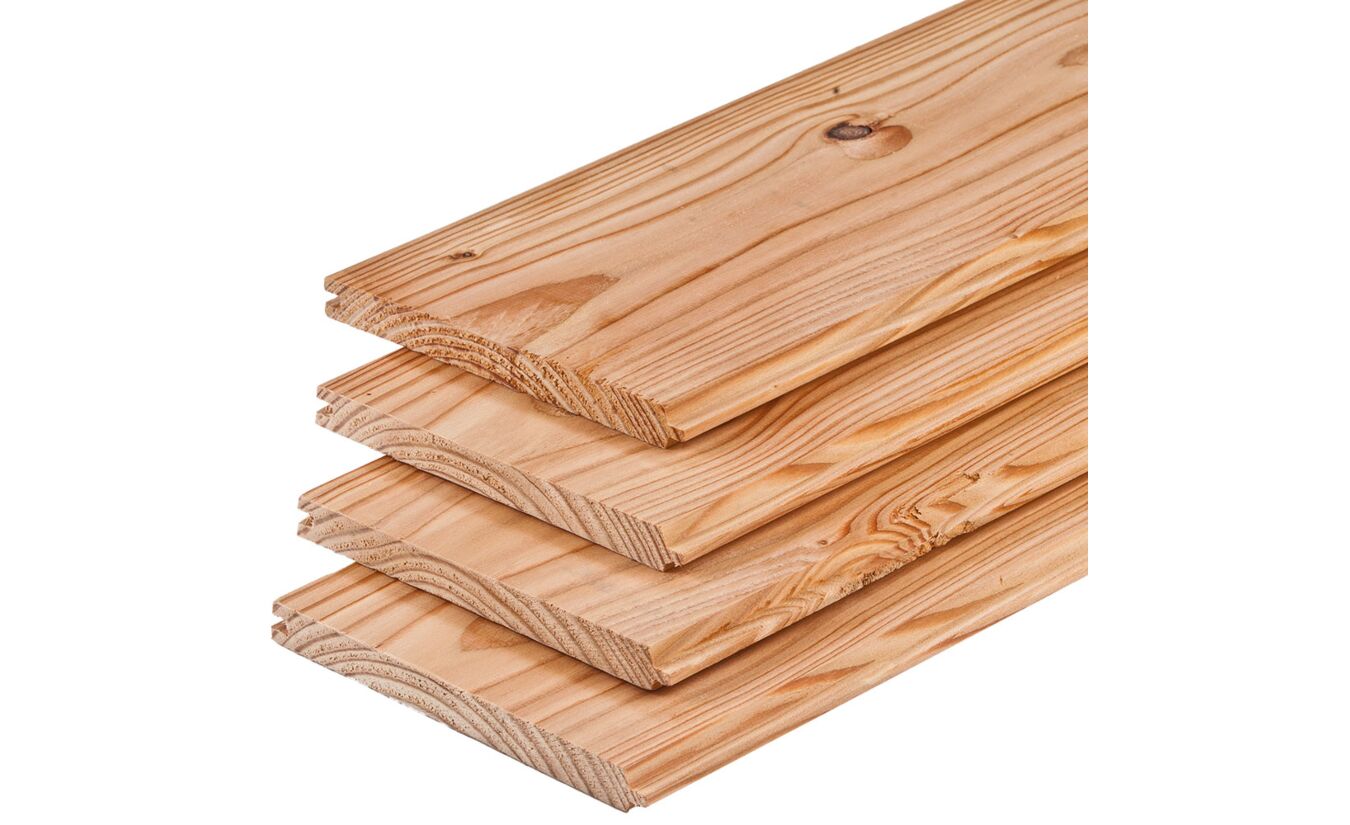 Gemarkeerd proza rand Veer en groef rabat Velling plank Lariks Douglas 1.8x19.5x400cm