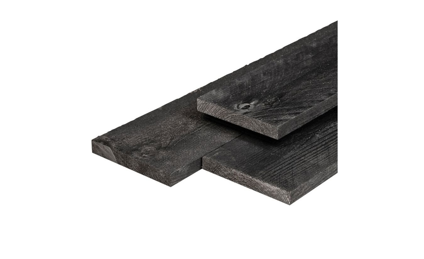 Tuinplank zwart Lariks Douglas 1.6x14cm schuttingplank