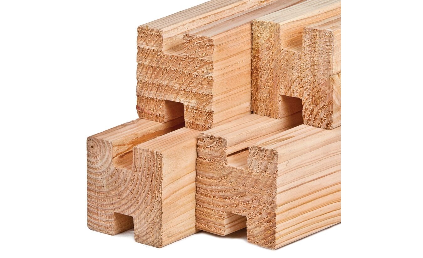Stapelbouw schutting sleufpalen Lariks Douglas 11.5x11.5cm