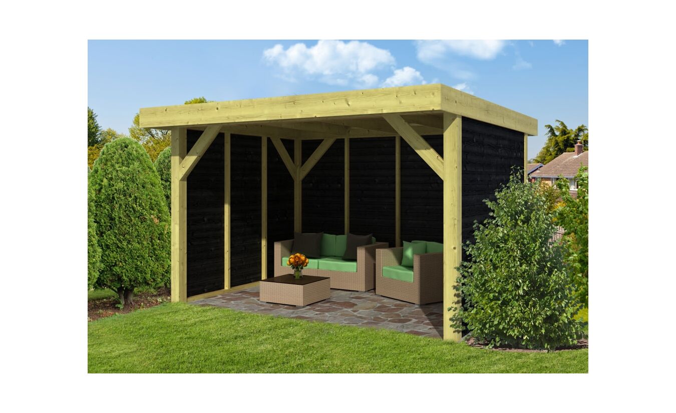 Overkapping Bastenaken 400x300cm met zwarte wanden DHZ