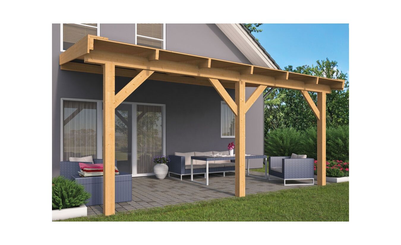 Houten veranda geschaafd Lariks Douglas 400x300cm