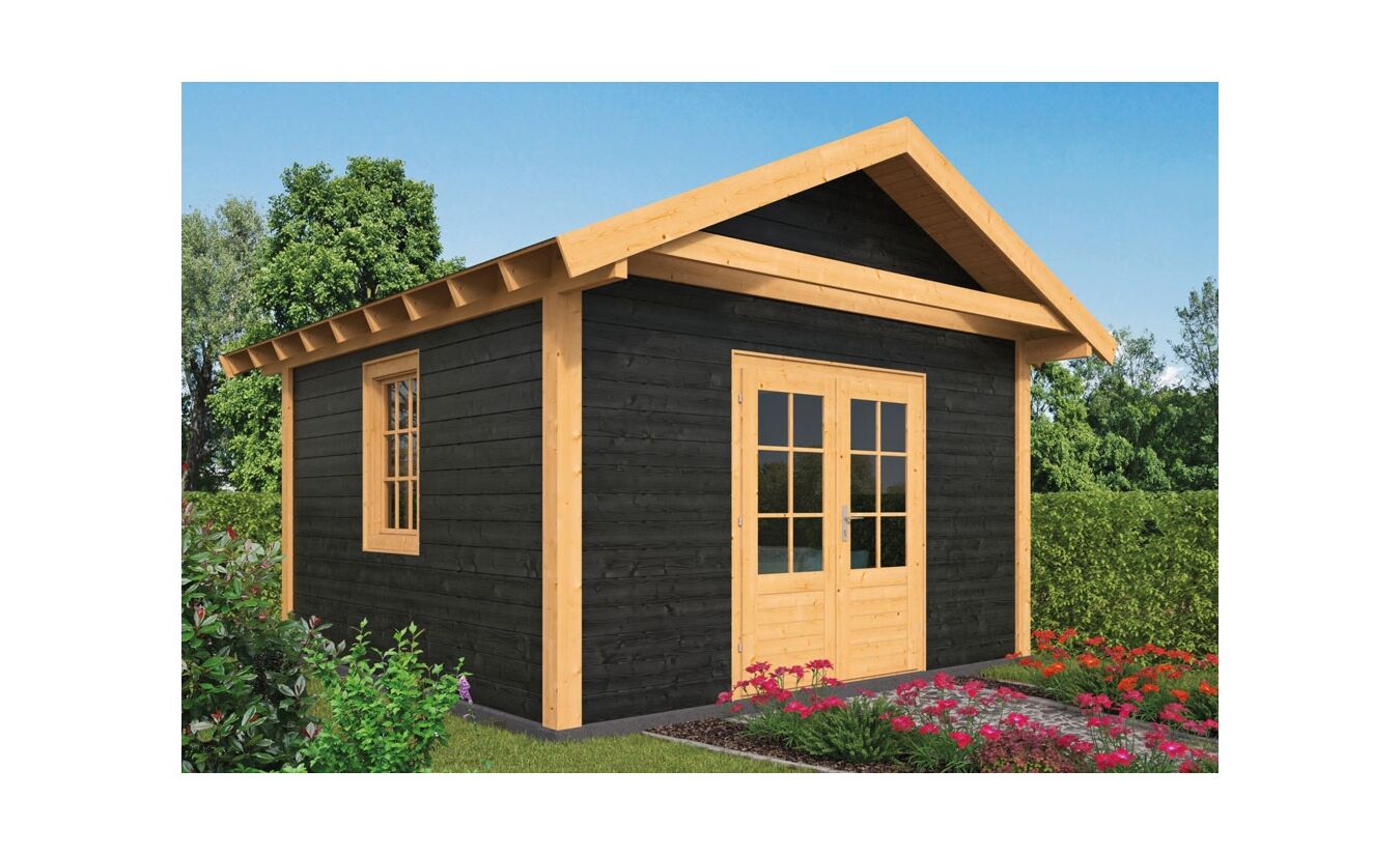 Lariks Douglas tuinhuis Tubbergen DHZ bouw 400x400cm - zwarte wanden
