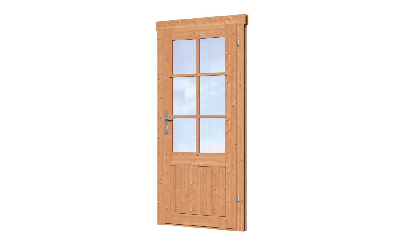 Enkele deur met raam Red Wood Class rechts draaiend 83x190cm
