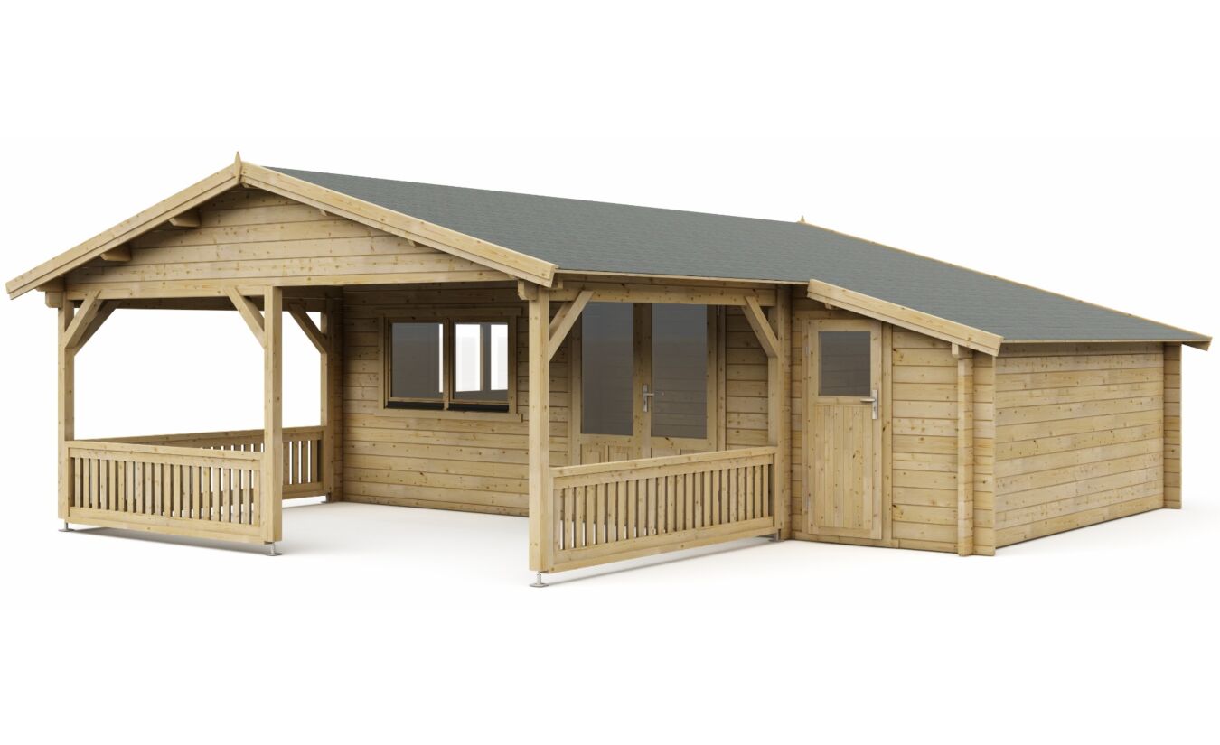 Blokhut 5x4+3Z Interflex 690x440cm + veranda / luifel 300cm