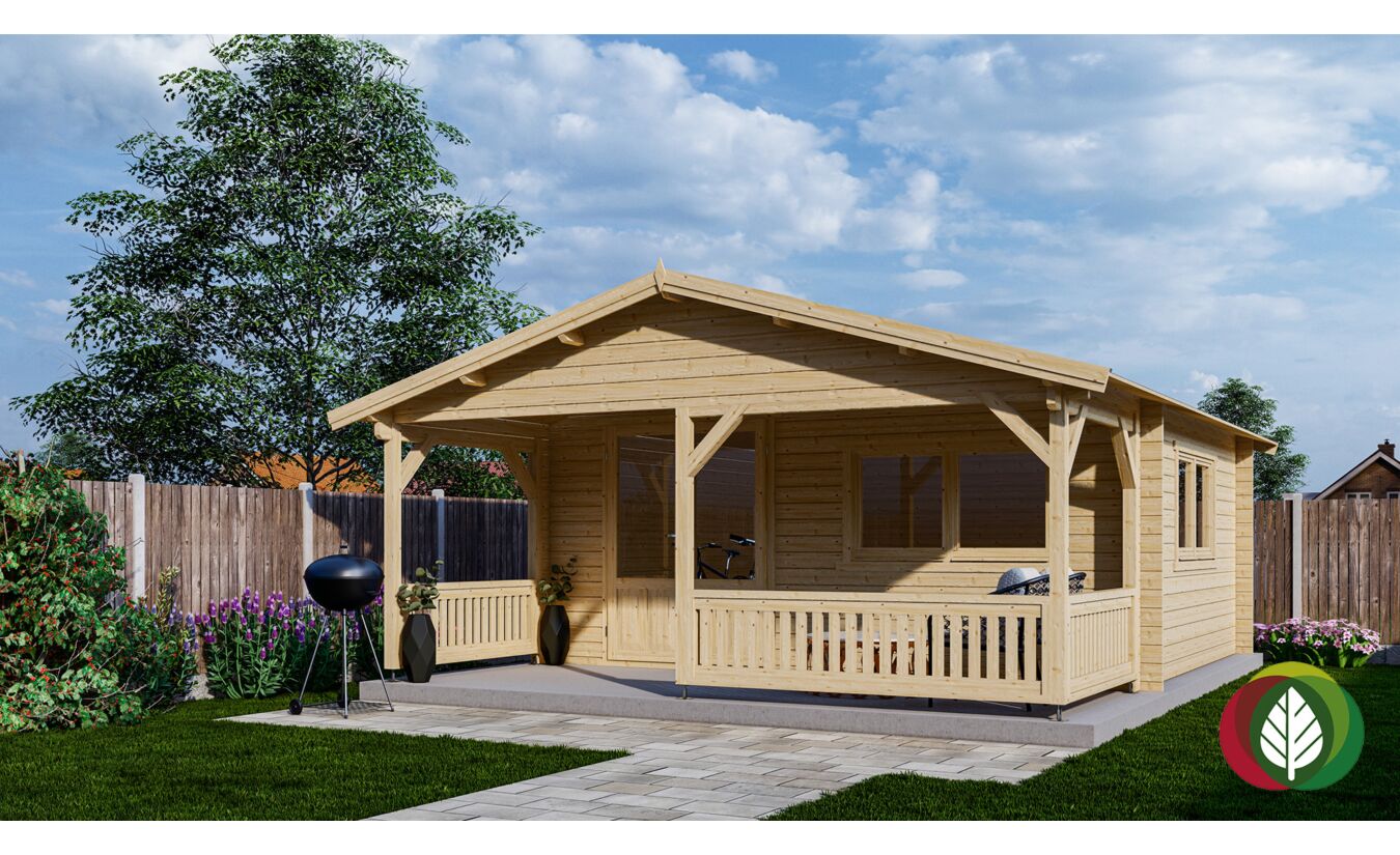 Blokhut 5x4+2 Interflex 540x440cm + veranda / luifel 200cm
