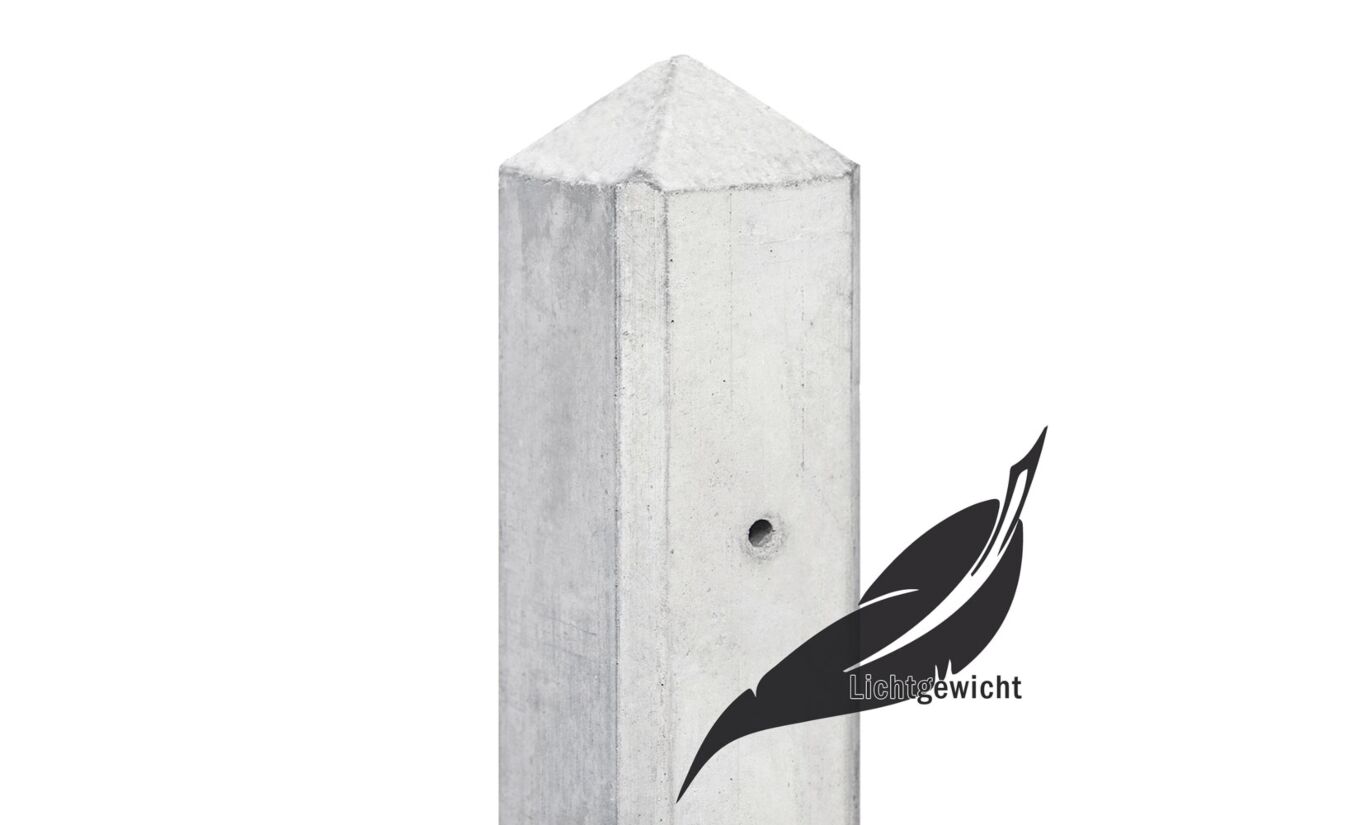 Eindpaal wit / grijs diamantkop 8.5x8.5x277cm Schelde