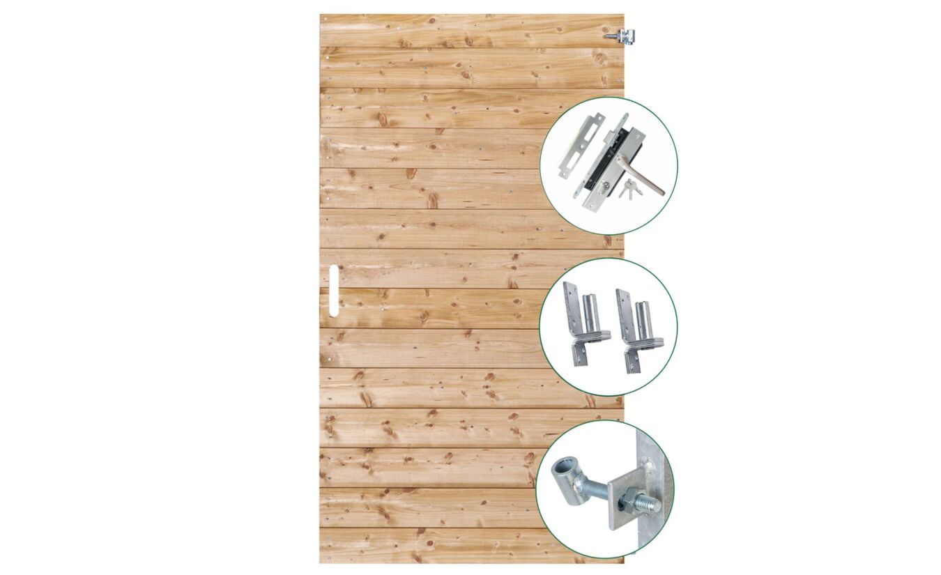 Dichte schuttingdeur Petten rabatdelen geimpregneerd 100x200cm RVS slot