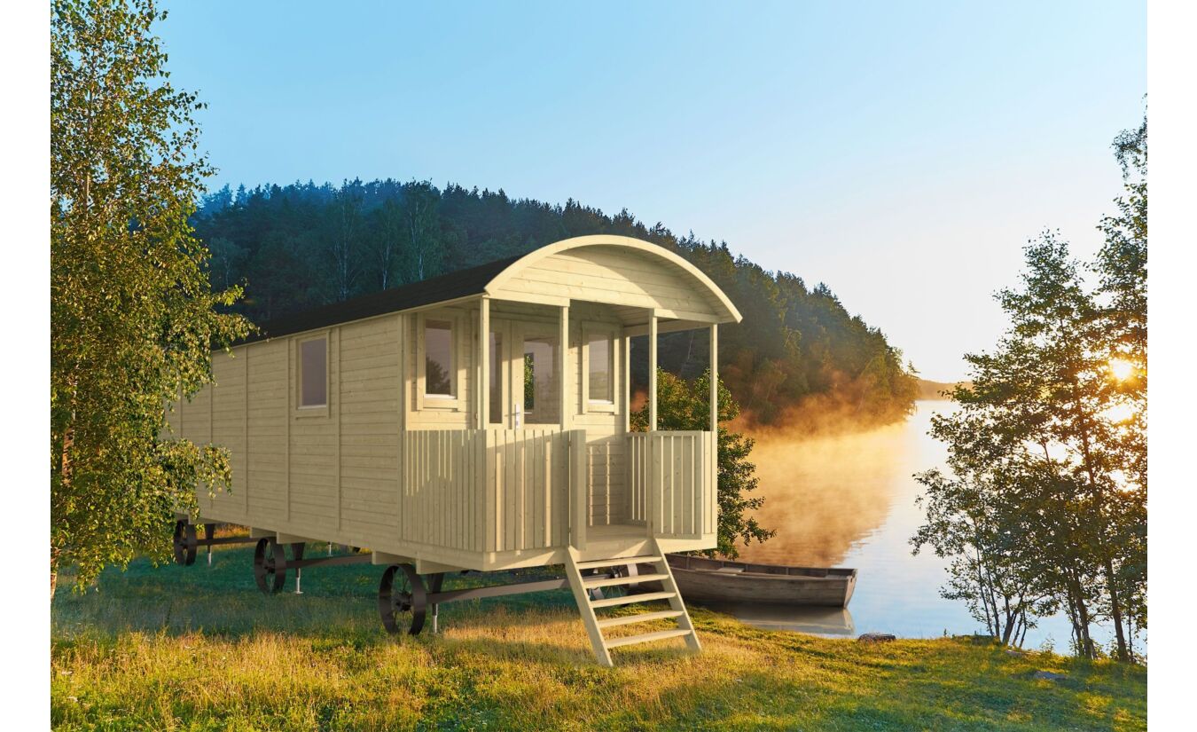 Zigeunerwagen XL / Pipowagen Jimmy met veranda 240x840cm