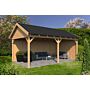 Overkapping zadeldak Hamar XL 678x445 cm type 2 met onbehandelde wanden