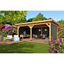 Moderne overkapping Odense type 4 XL 550x378cm met zwarte wanden