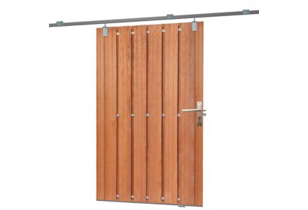 Tuinpoort / Tuindeur met schuifdeursysteem 130x195 cm hardhout