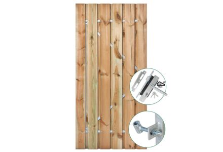 Schuttingdeur geimpregneerd met stalen frame 110x195cm en SKG** slot