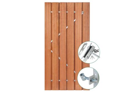 Tuindeur Privacy hardhout in stalen frame en SKG** slot 140x195cm