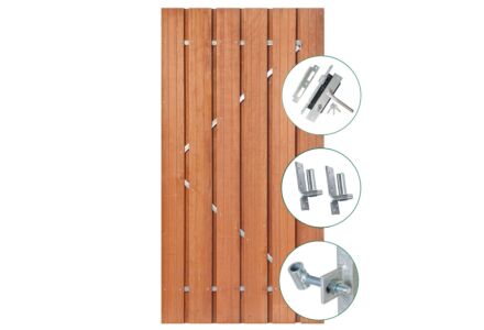 Tuindeur Privacy hardhout in stalen frame en cilinderslot 140x195cm
